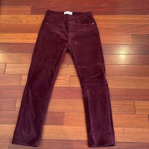 Gap high rise corduroy slim fit pants maroon